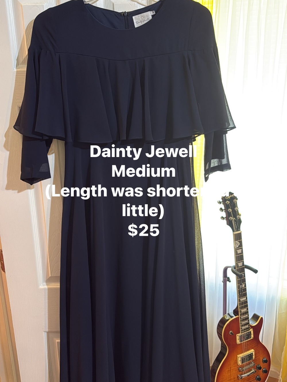 Dainty Jewells Navy Ruffle-Overlay Maxi Dress